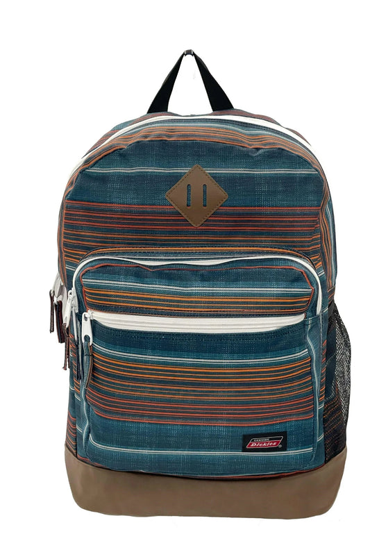 Genuine Dickies Unisex Varsity 17" Laptop Backpack Navy Brown Stripe