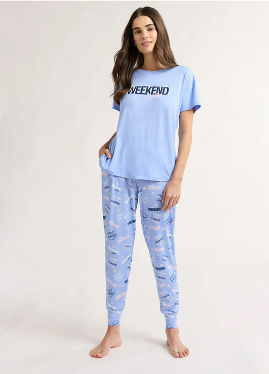 Joyspun Women's and Women’s Plus Sleep Tee and Joggers Pajama Set, 2-Piece.