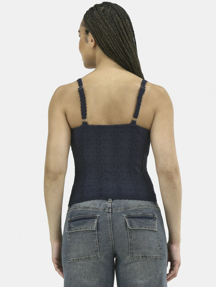 No Boundaries Lace Trim Cami Top, Women's