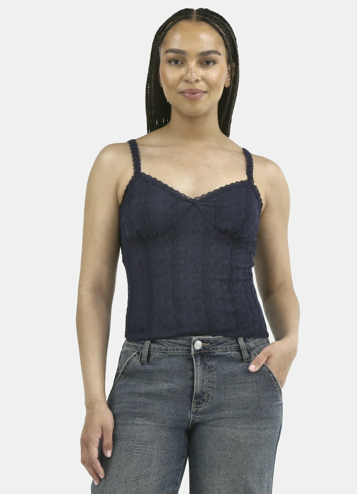 No Boundaries Lace Trim Cami Top, Women's