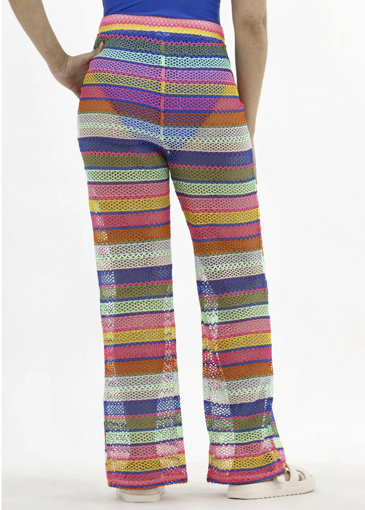 No Boundaries Striped Crochet Pants Coverup, Women's