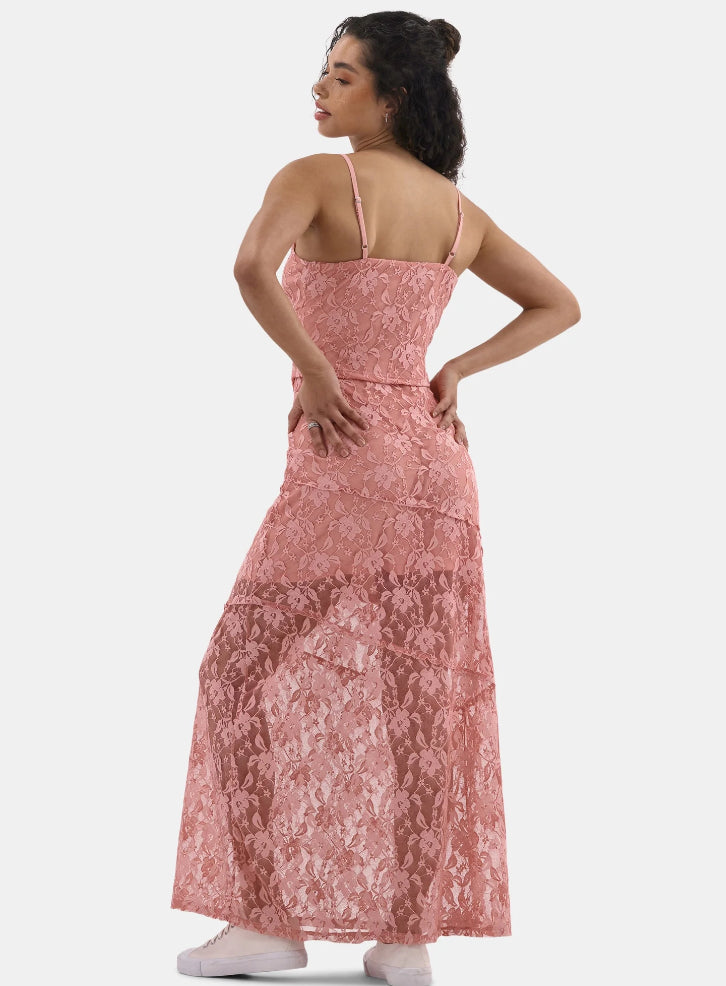 No Boundaries Lace Corset Top and Maxi Skirt Set, 2-Piece, Women's