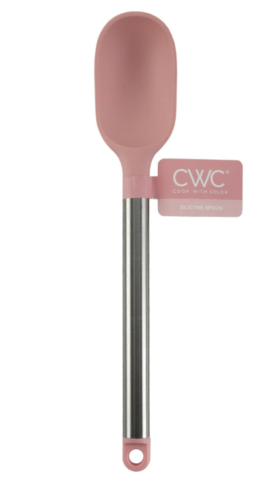 Cook With Color pink 12inch silicone spoon is a key item to have in your Kitchen. This turner is made with durable food safe silicone and is meant to last.