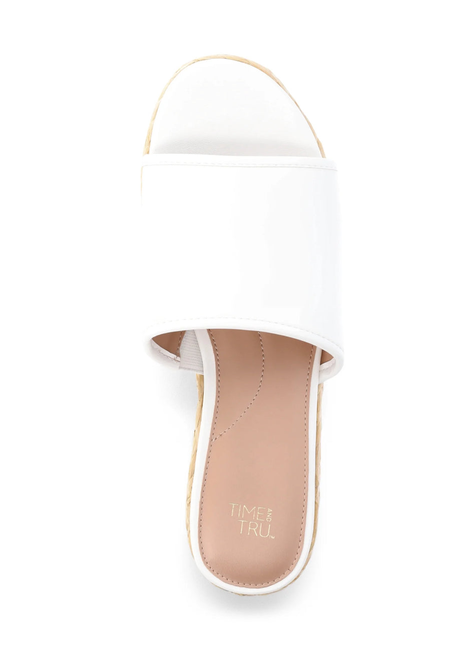 Time and Tru Women's Raffia Platform Slide Sandals