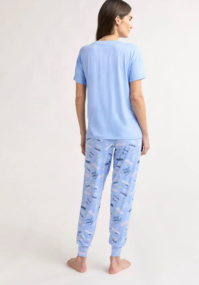 Joyspun Women's and Women’s Plus Sleep Tee and Joggers Pajama Set, 2-Piece.