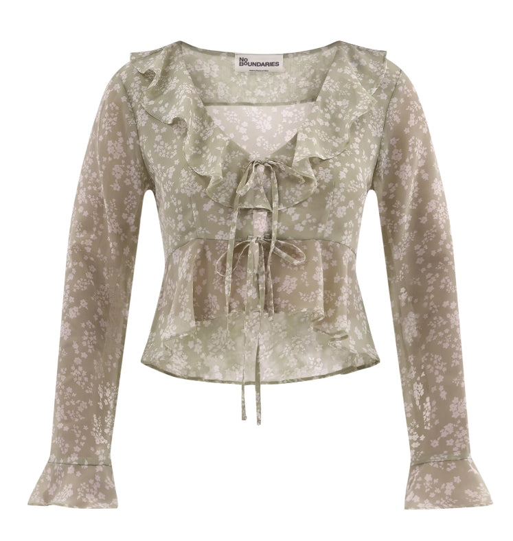 No Boundaries Ruffle Woven Top, Women's