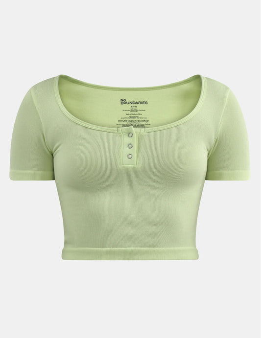 No Boundaries Seamless Scoop Henley Tee, Women's