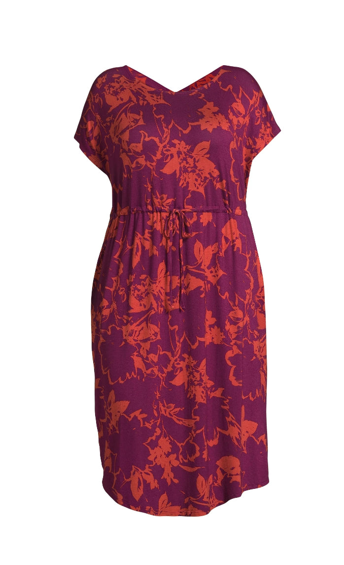 Terra & Sky Women’s Plus Size Criss Cross Knit Dress – Vivid Plum Combo