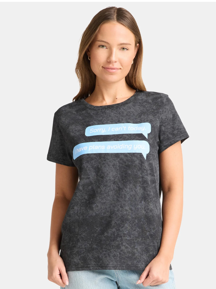 Sorry I Can't Today Women's Graphic Tee with Short Sleeves.