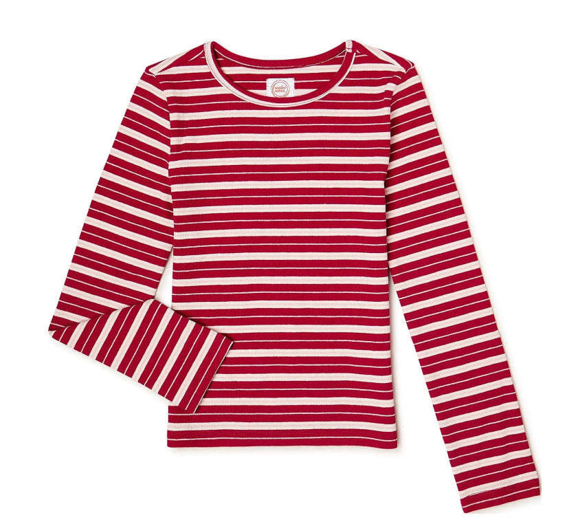 Wonder Nation Girls Long Sleeve Ribbed T-Shirt