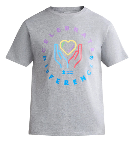 Autism Awareness Men's Celebrate Differences Graphic Tee with Short Sleeves.