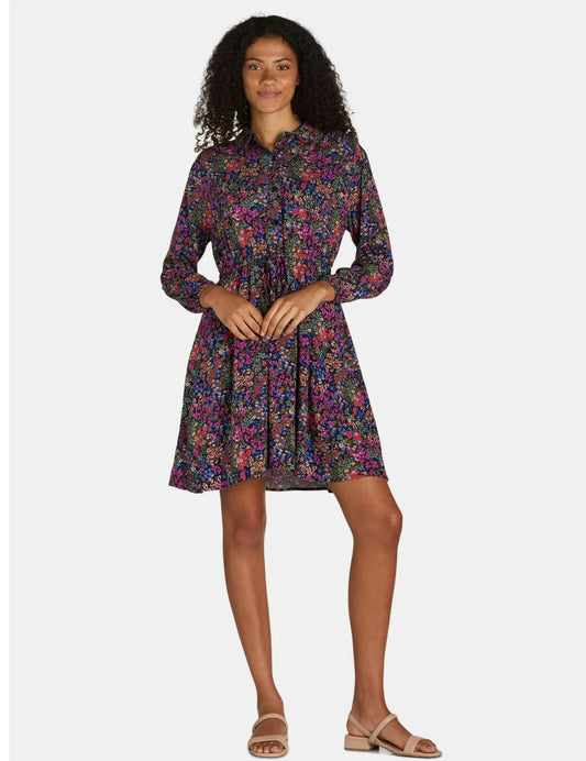 Time and Tru Women’s Floral Button-Down Shirt Dress – Green Smoothie Floral