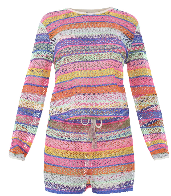 No Boundaries Women's Crochet Top Coverup with Long Sleeves.