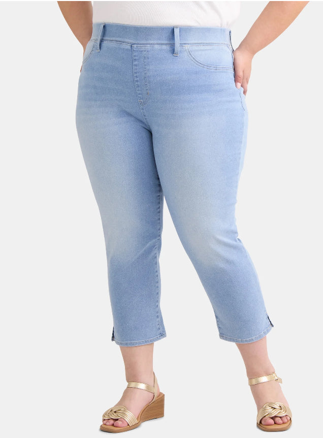 Terra & Sky Women's Plus Size High Rise Capri Jeggings