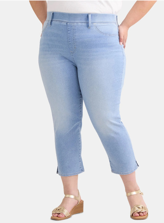 Terra & Sky Women's Plus Size High Rise Capri Jeggings