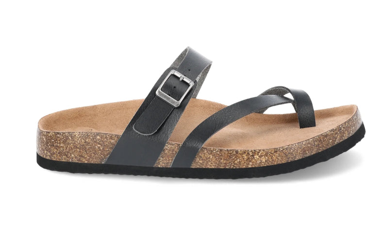 Time and Tru Women's Asymmetric Strap Footbed Sandals, Wide Width Available