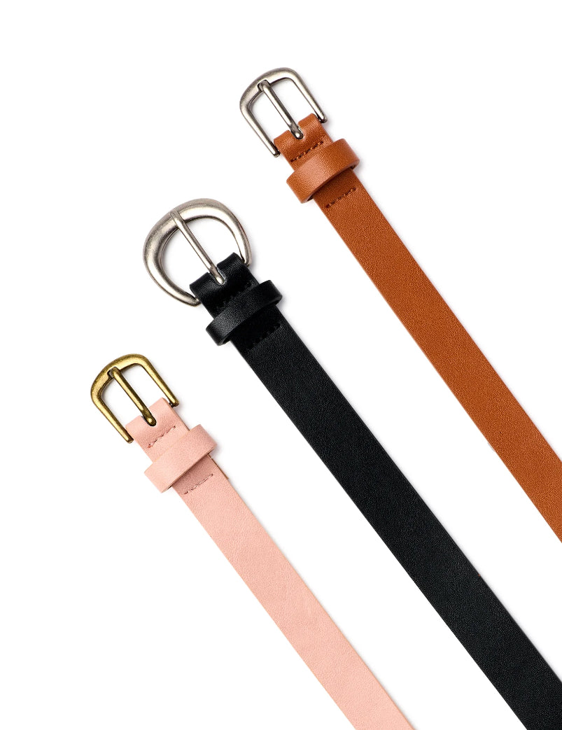 No Boundaries Women's Belt, Blush Black Cognac, 3 Count Pack, 3XL