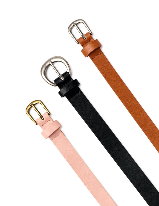 No Boundaries Women's Belt, Blush Black Cognac, 3 Count Pack, 3XL