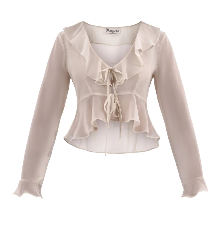 No Boundaries Ruffle Woven Top, Women's