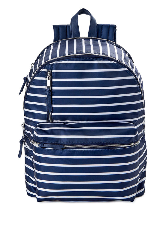 No Boundaries Women's Dome Zip Backpack, Dark Navy Stripe