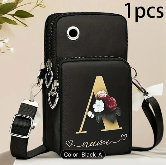 Letter A 3pcs/1pc mini casual letter and flower pattern diagonal cross bag
