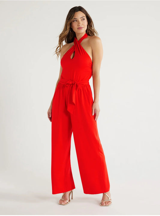 Sofia Jeans Women's Halter Cross Neck Jumpsuit