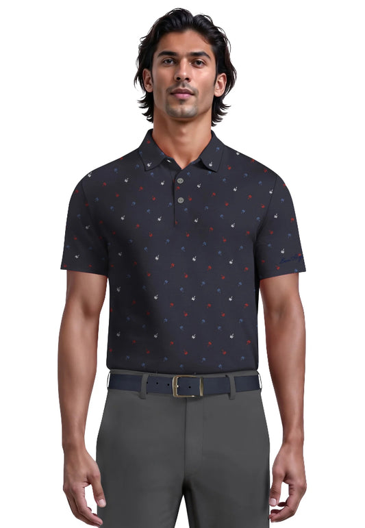 Ben Hogan Men's & Big Men's Palm Tree Printed Golf Polo.