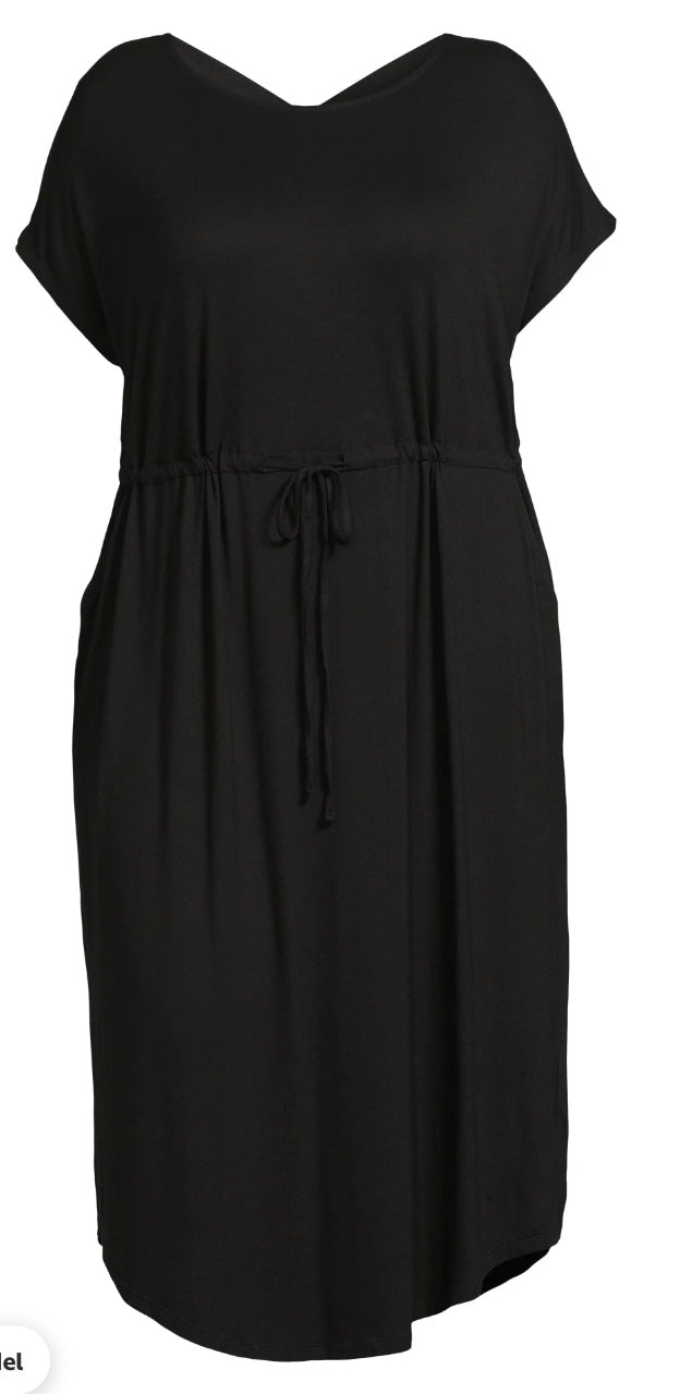 Terra & Sky Women’s Plus Size Criss Cross Knit Dress – Black Soot