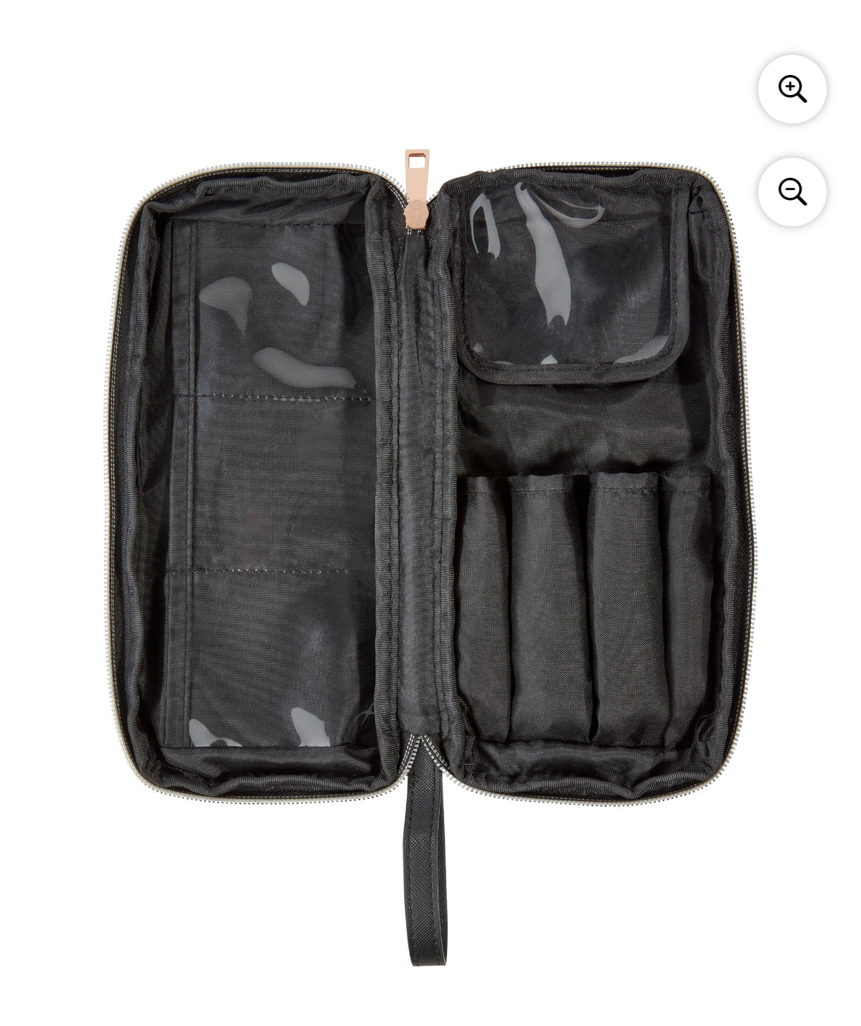 Makeup and Cosmetics Pouch, Black Saffiano, 8.86" x 4.92" x 1.97"