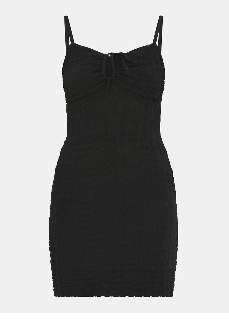 No Boundaries Ruched Mini Dress – Black Soot
