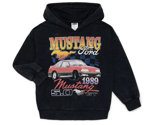 Ford Mustang Boys' Graphic Mineral Wash Hoodie Sweatshirt with Long Sleeves.