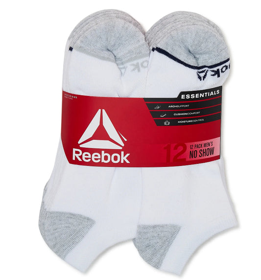 Reebok Men's Socks, Essentials Cushion No Show Socks 12 Pack