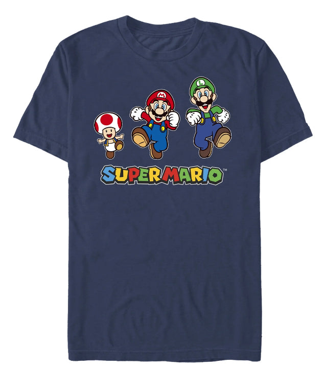 Super Mario, Men's & Big Men's Graphic Crew Neck T-Shirt, Run Group.