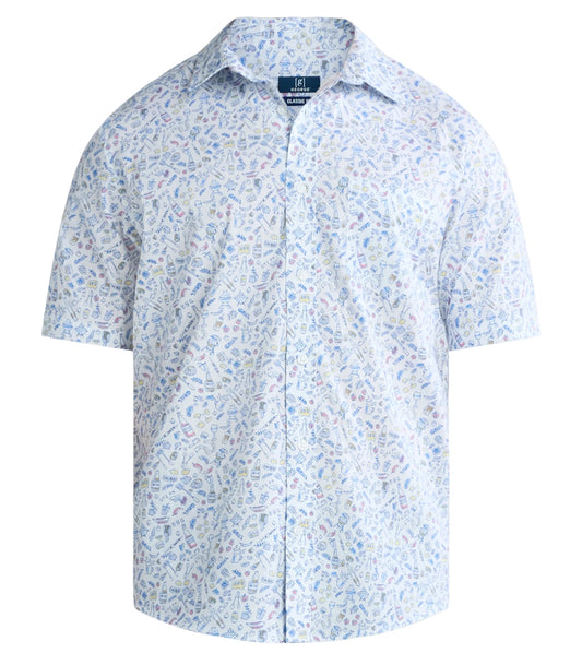 George Men's & Big Men's Button-Up Poplin Shirt with Short Sleeves.