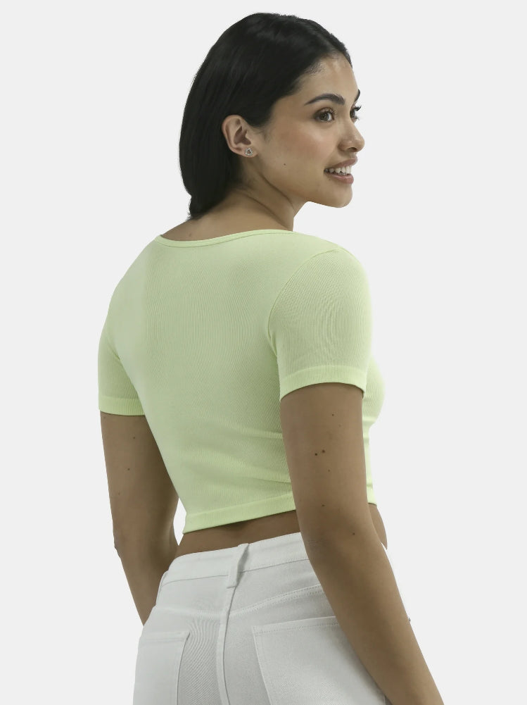 No Boundaries Seamless Scoop Henley Tee, Women's