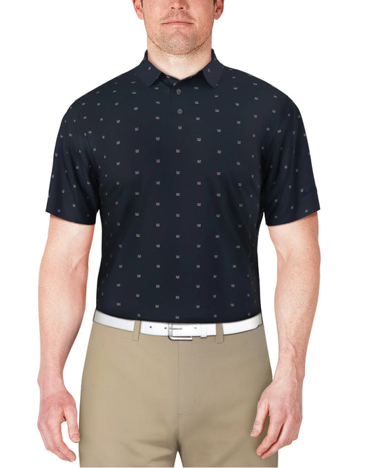 Ben Hogan Men's and Big Men’s Geo Print Short Sleeve Golf Polo Shirt.
