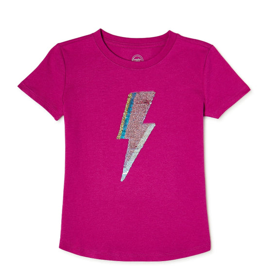 Wonder Nation Girls Embellished Short Sleeve T-Shirt