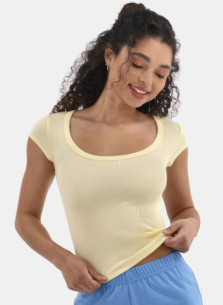 No Boundaries Scoop Tee with Cap Sleeves, Women's