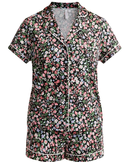 Joyspun Women's Dreamy Soft Collection Notch Collar Top and Shorts Pajama Set.
