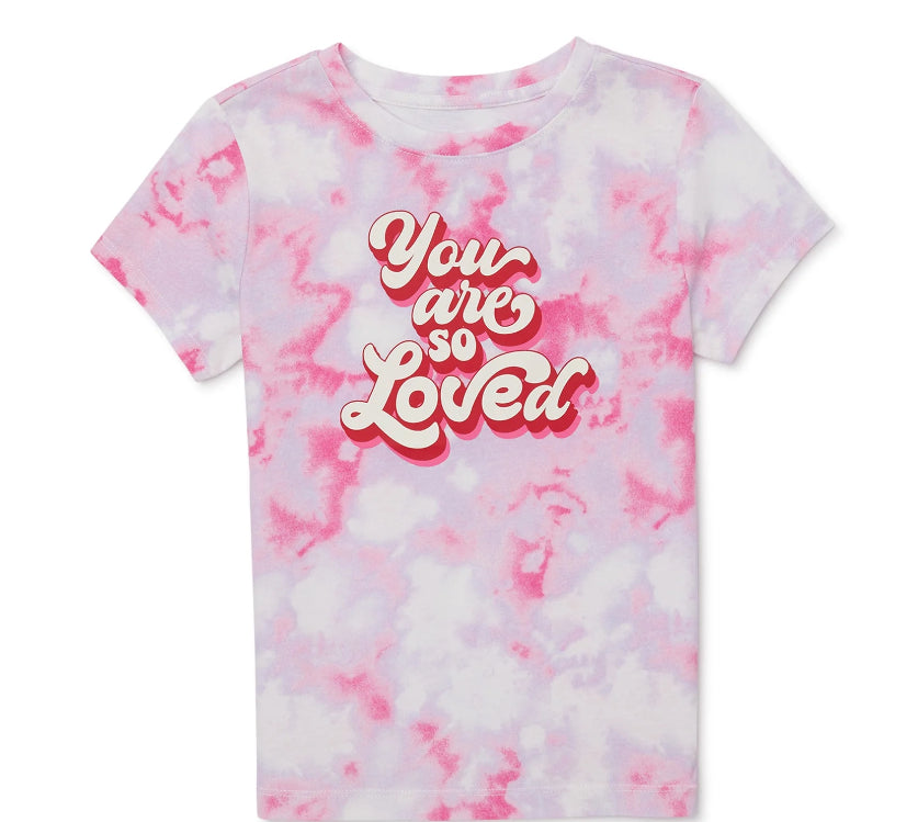 Wonder Nation Girl's Valentines Day Short Sleeve Graphic Tee.