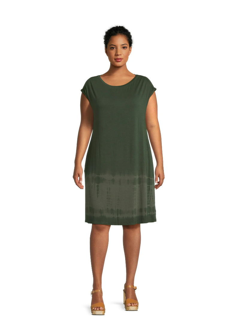 Terra & Sky Women’s Plus Size Knit Dress – Dark Aloe