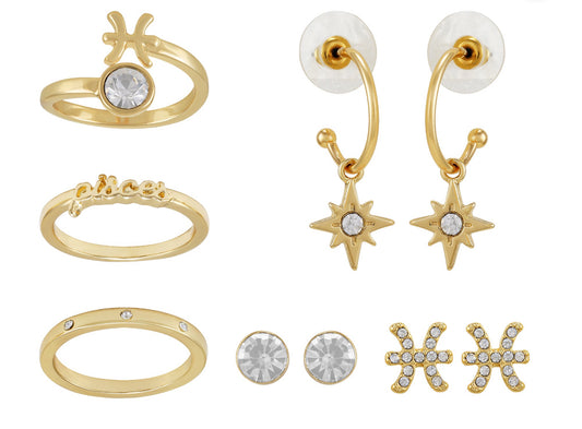 Pisces Zodiac Jewelry Set – 9-Piece Gold-Tone Collection