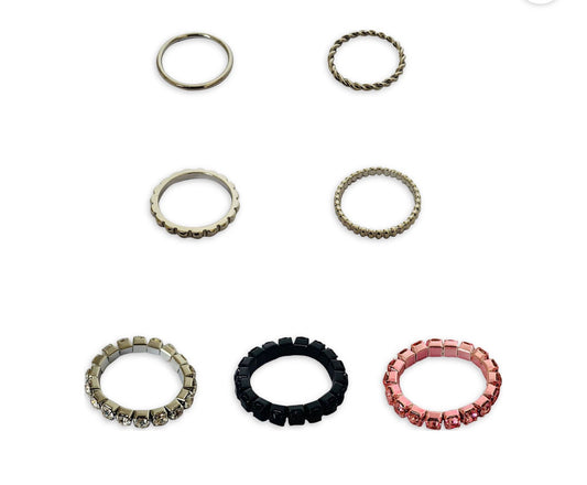 9-Piece Mixed Texture Ring Set – Stackable & Stylish