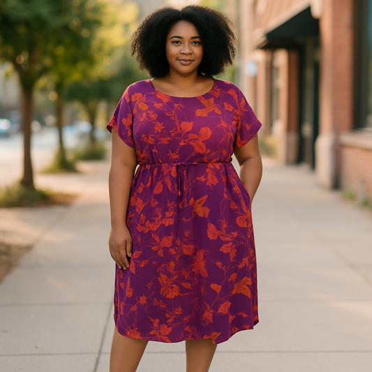 Terra & Sky Women’s Plus Size Criss Cross Knit Dress – Vivid Plum Combo