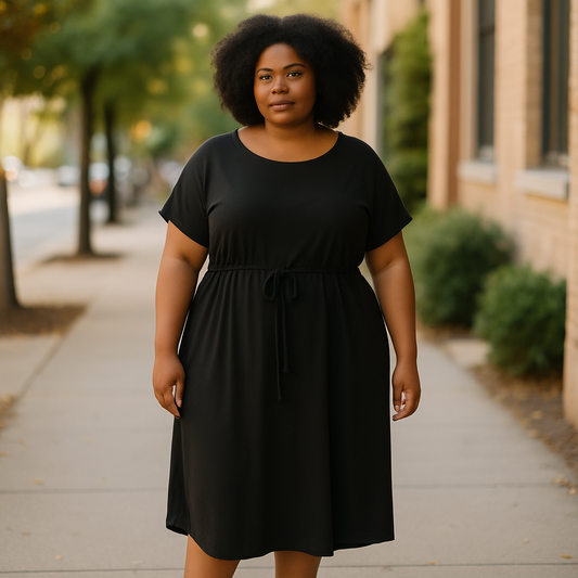 Terra & Sky Women’s Plus Size Criss Cross Knit Dress – Black Soot
