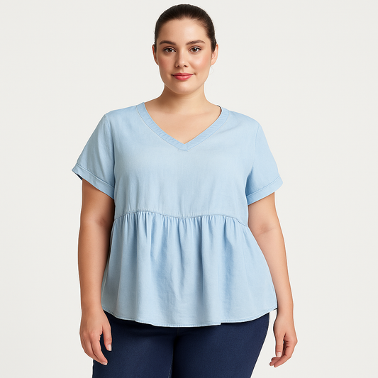 TS V-Neck Babydoll Top – Light B