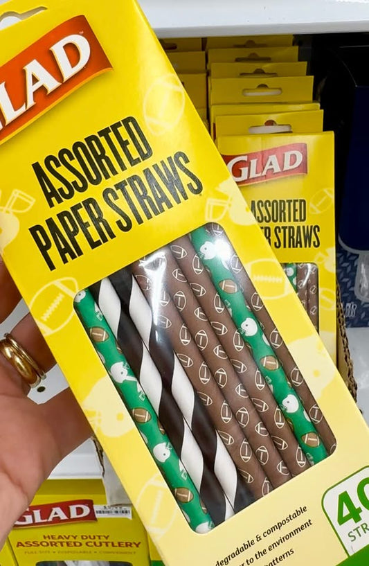 Glad Assorted Paper Straws – 40 Count | Eco-Friendly & Fun Designs