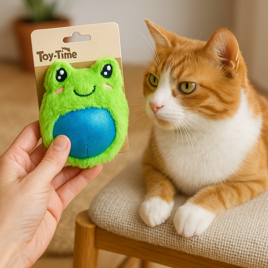 Toy-Time Plush Cat Toy – Frog Design with Natural Catnip