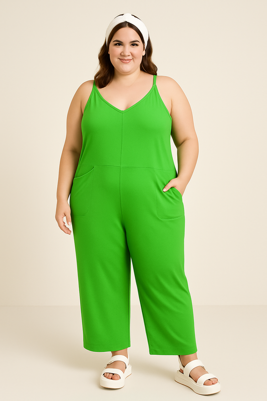 Bright Green Sleeveless Jumpsuit