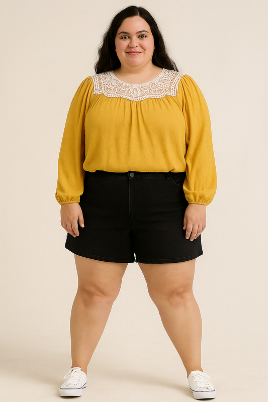 Terra & Sky Plus Size Elastic Back Shorts – Black